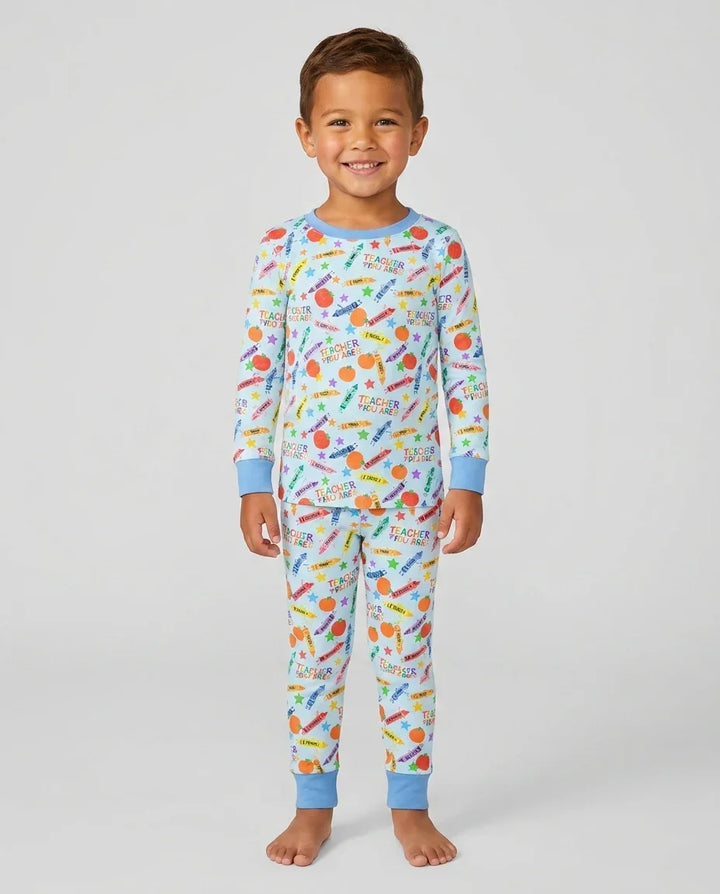 Zweiteiliges Langarm-Pyjama-Set mit Sommerfrüchten