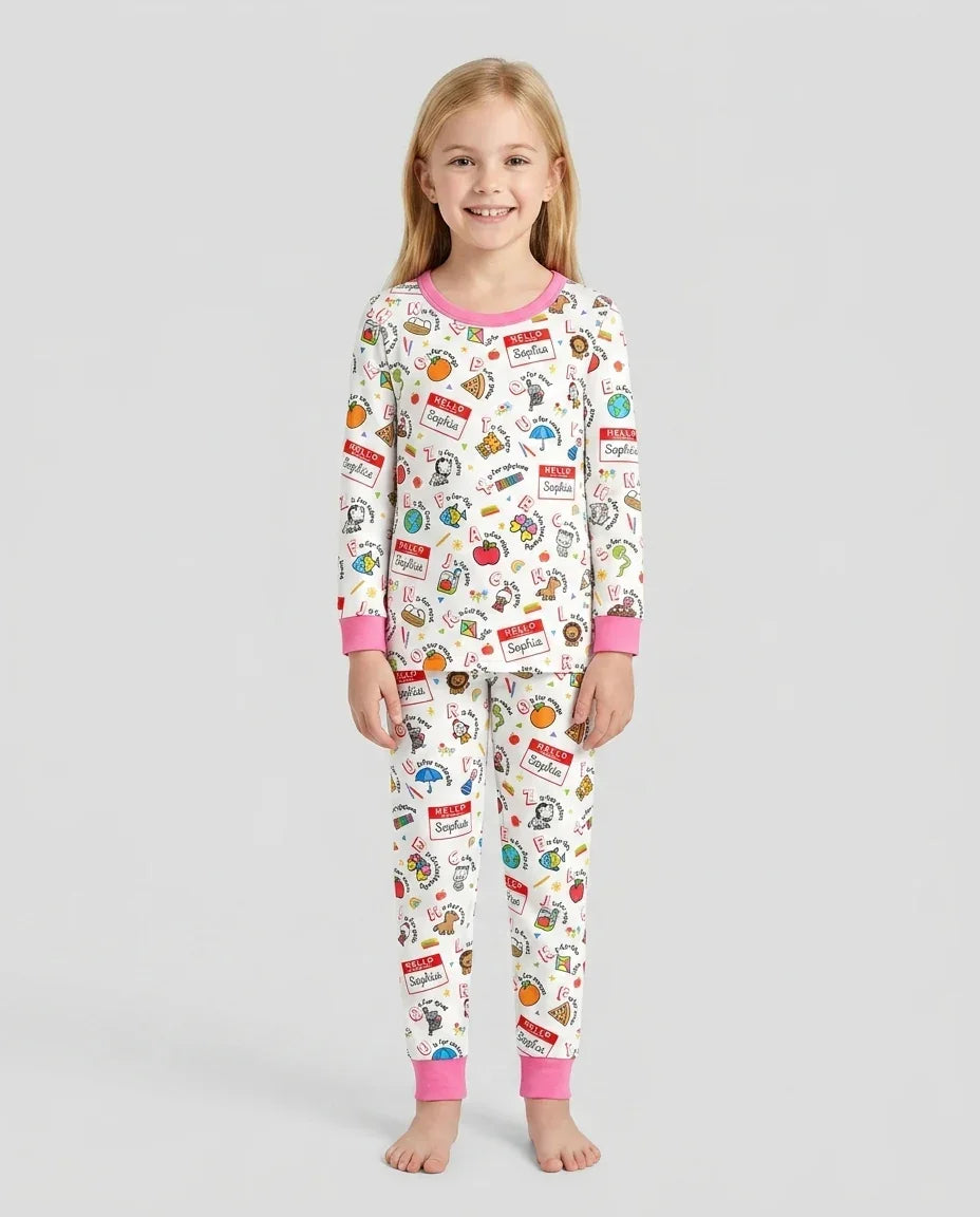 Zweiteiliges Langarm-Pyjama-Set mit Sommerfrüchten
