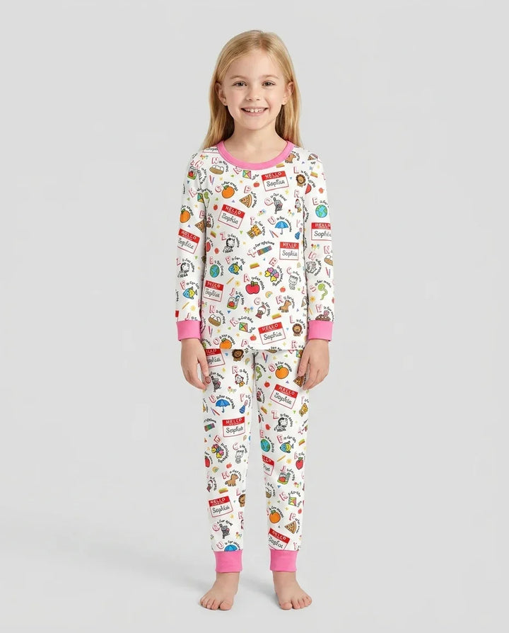 Zweiteiliges Langarm-Pyjama-Set mit Sommerfrüchten