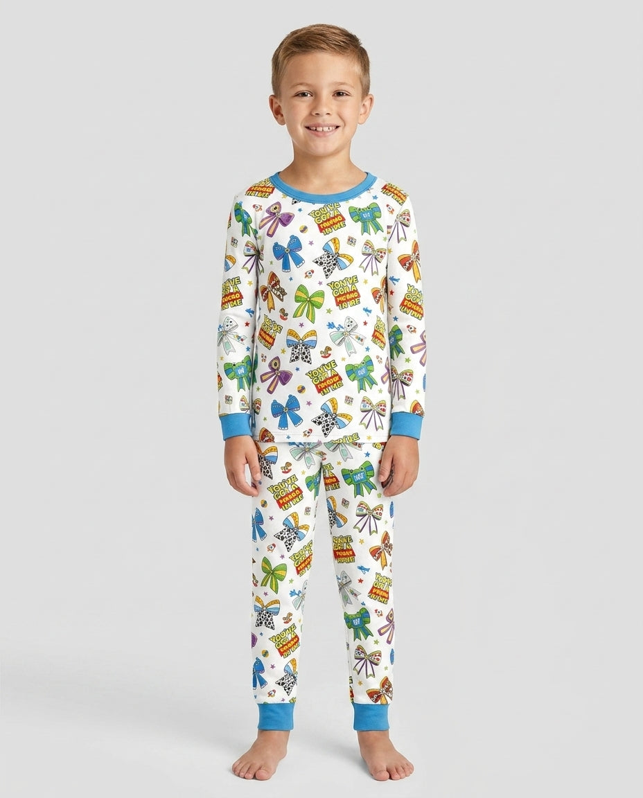 Zweiteiliges Langarm-Pyjama-Set mit Sommerfrüchten