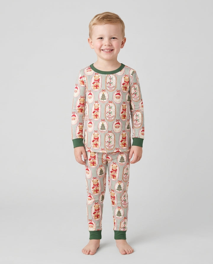 Teddy Bear Christmas Bamboo Two Piece Long Sleeve Pajama Set