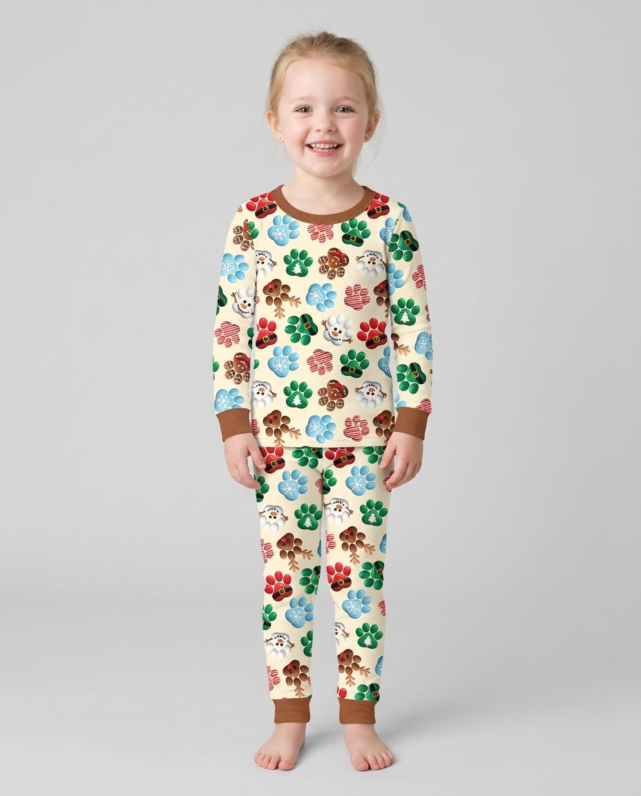 Santa Puppies Paw Bamboo Two Piece Long Sleeve Pajama Set