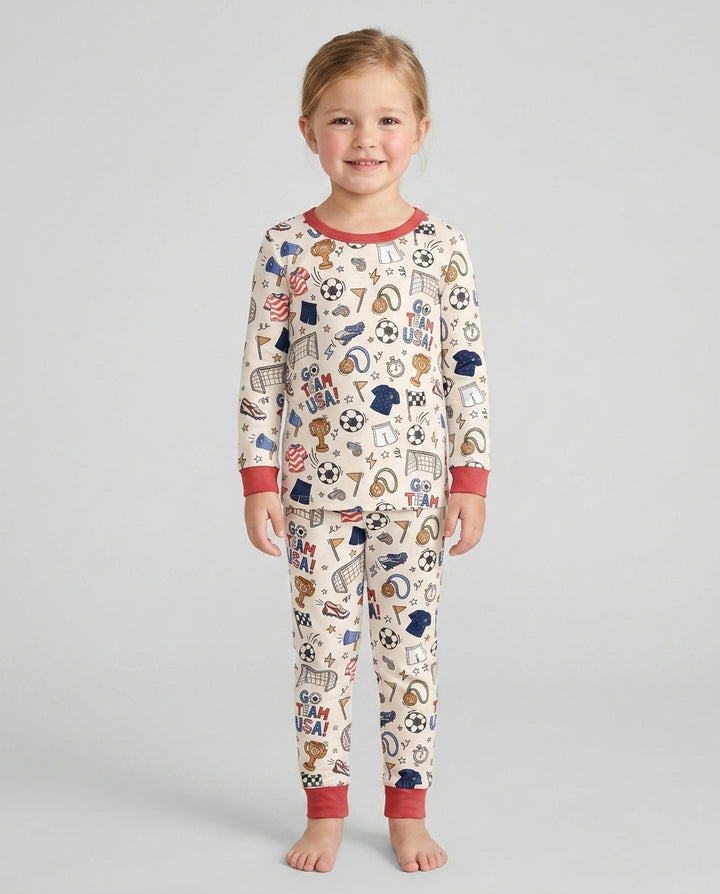 Zweiteiliges Langarm-Pyjama-Set mit Sommerfrüchten