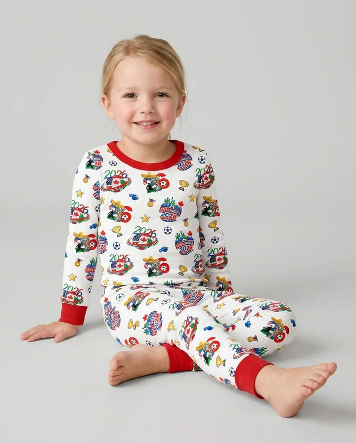 Zweiteiliges Langarm-Pyjama-Set mit Sommerfrüchten
