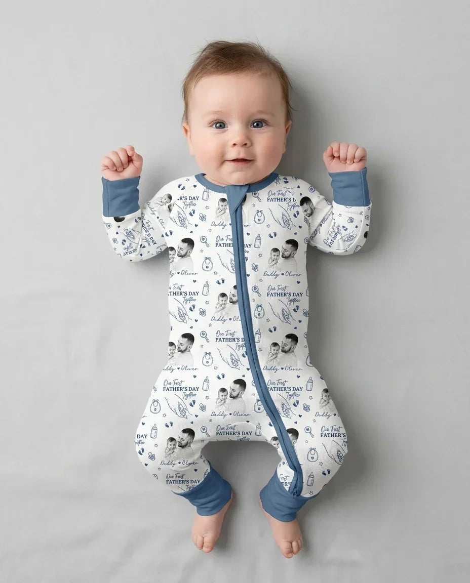Gerippte Babykleidung mit individuellem Foto - Weich &amp; Skizzenhaft