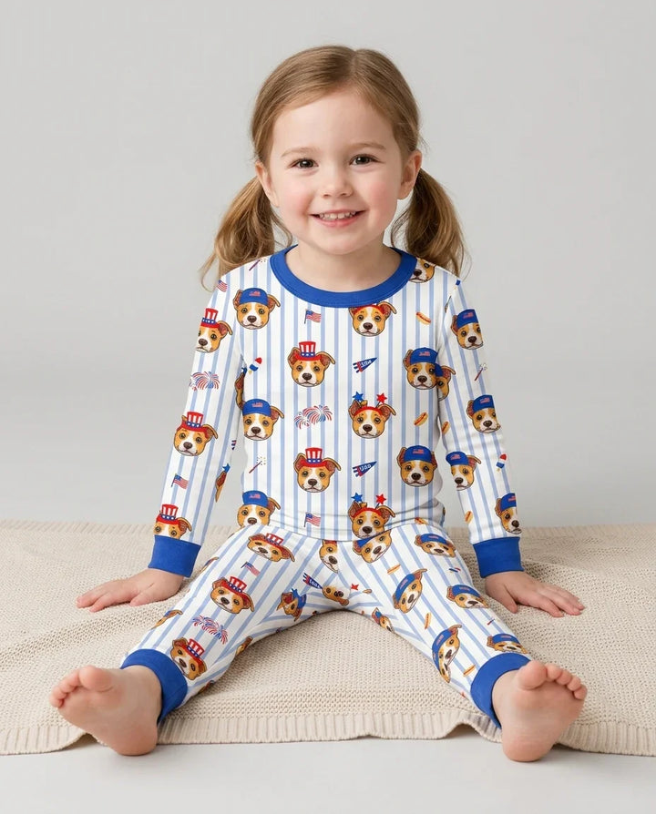 Zweiteiliges Langarm-Pyjama-Set mit Sommerfrüchten