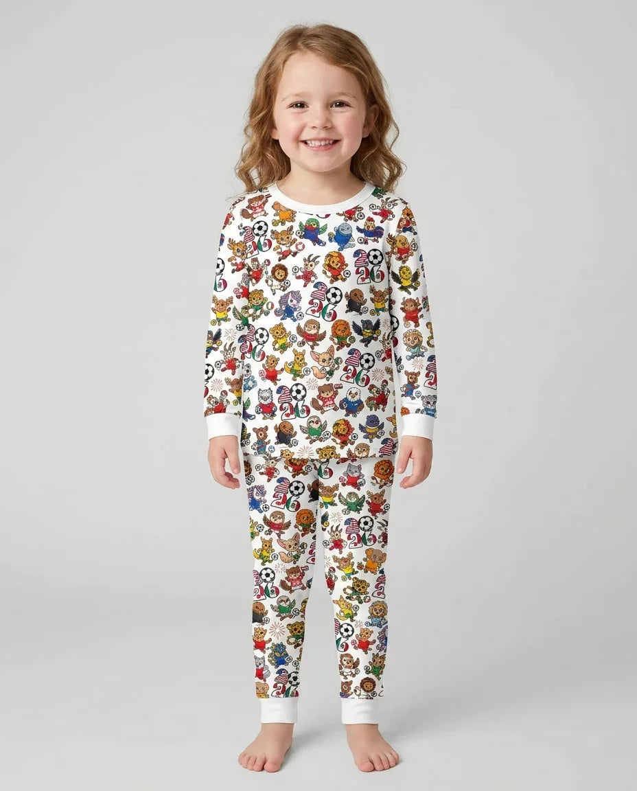 Zweiteiliges Langarm-Pyjama-Set mit Sommerfrüchten