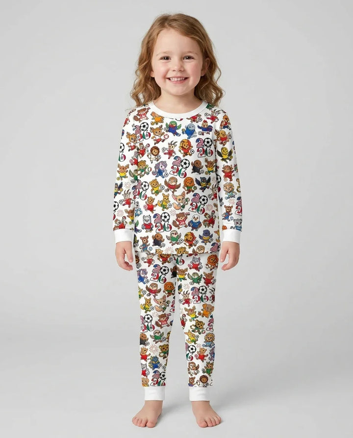 Zweiteiliges Langarm-Pyjama-Set mit Sommerfrüchten
