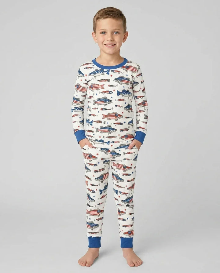 Zweiteiliges Langarm-Pyjama-Set mit Sommerfrüchten
