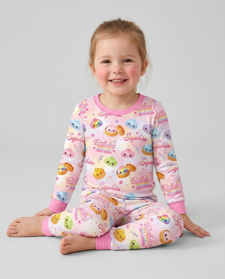 Zweiteiliges Langarm-Pyjama-Set mit Sommerfrüchten