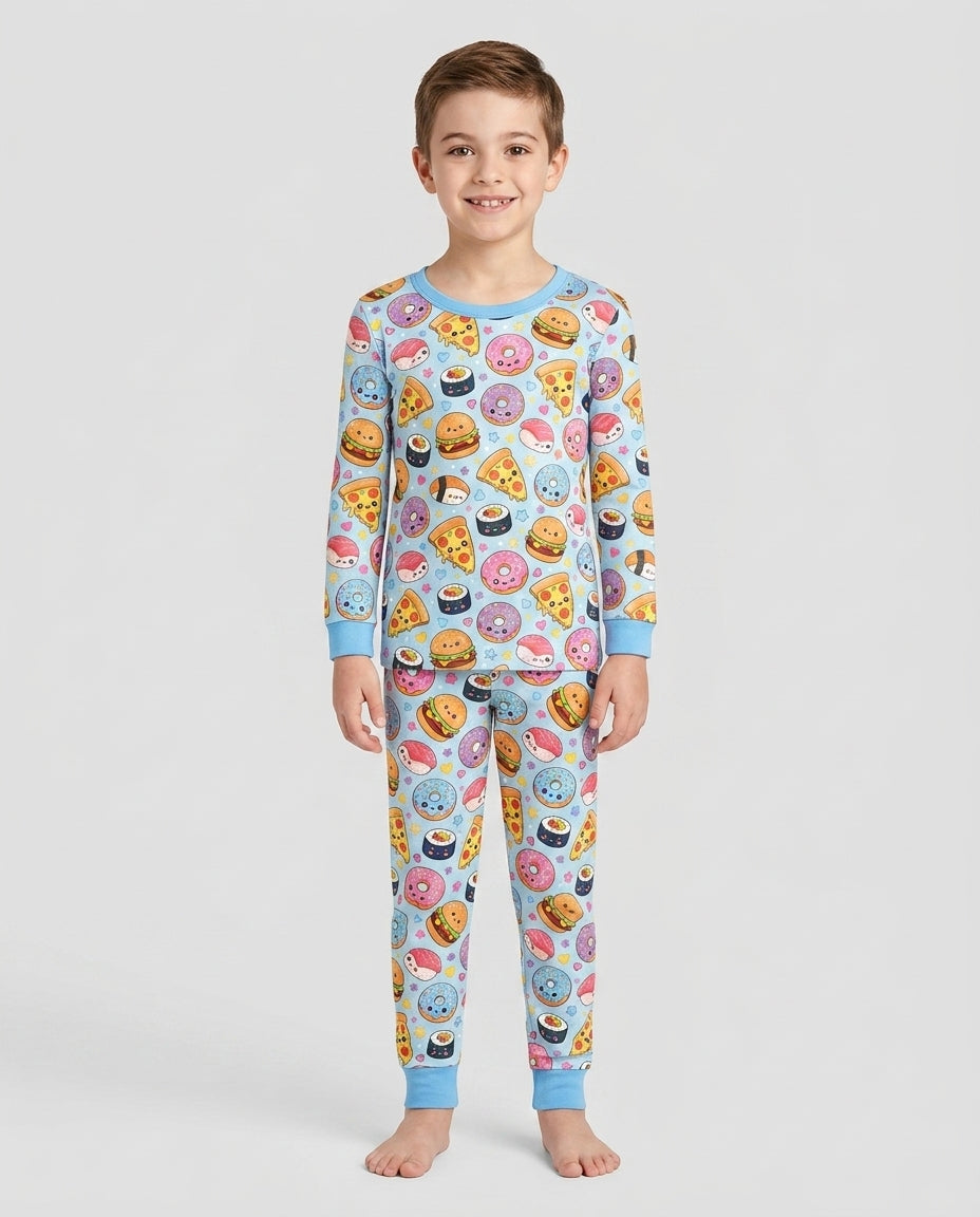 Zweiteiliges Langarm-Pyjama-Set mit Sommerfrüchten
