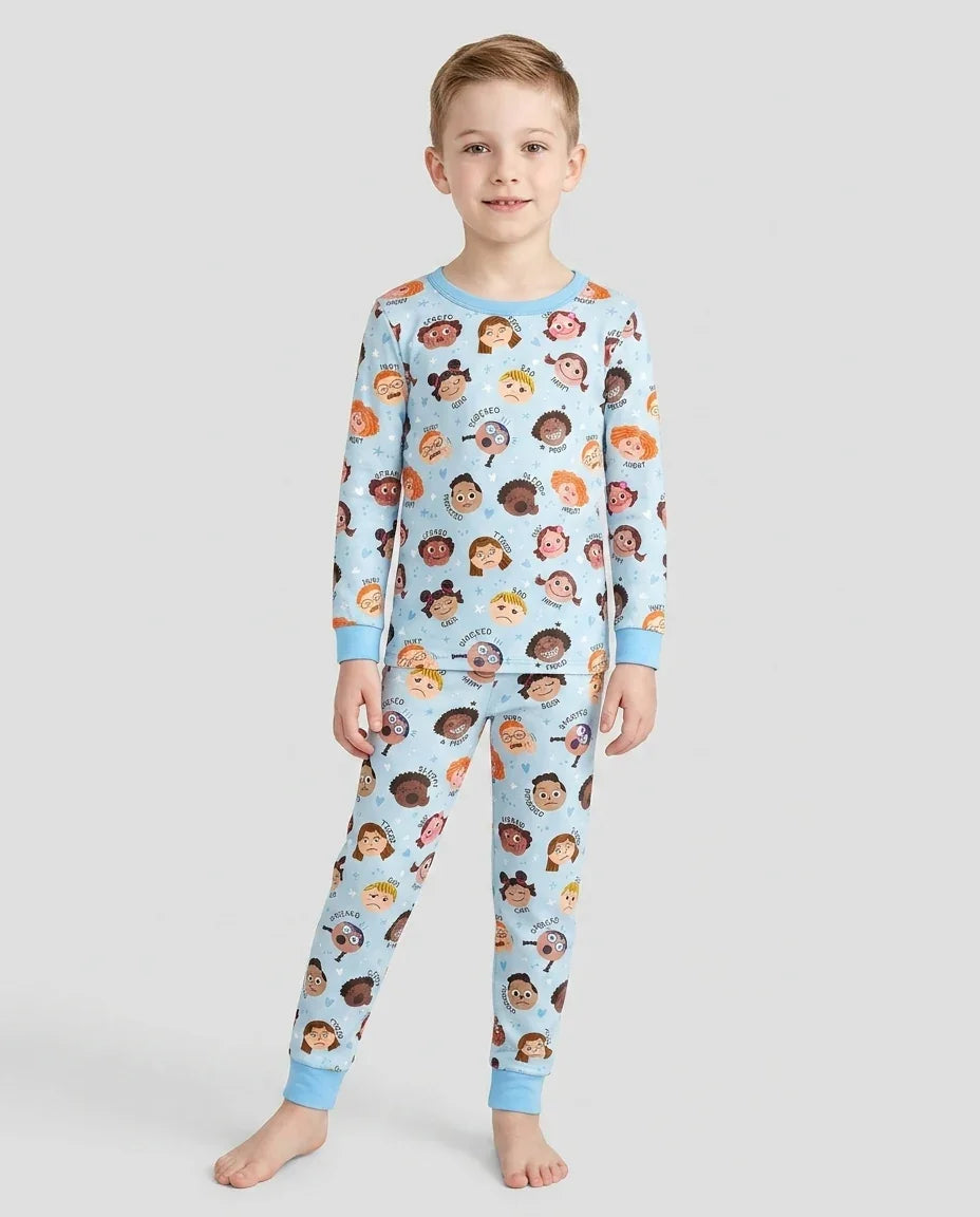 Zweiteiliges Langarm-Pyjama-Set mit Sommerfrüchten