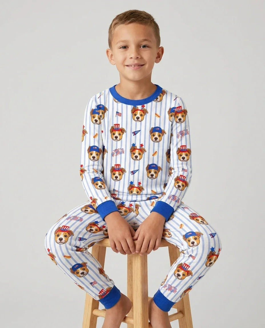 Zweiteiliges Langarm-Pyjama-Set mit Sommerfrüchten