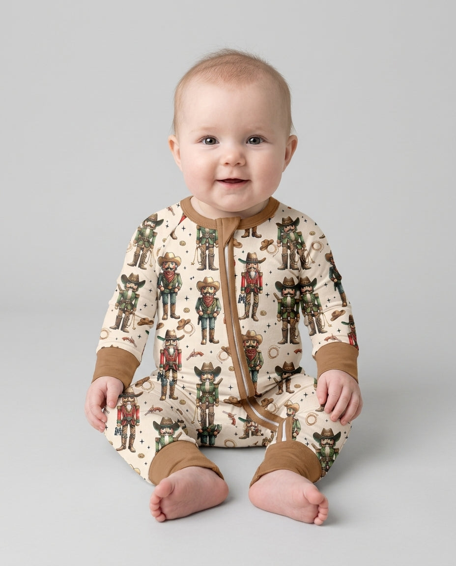 Western Christmas Cowboy Nutcracker Bamboo Convertible Zippy