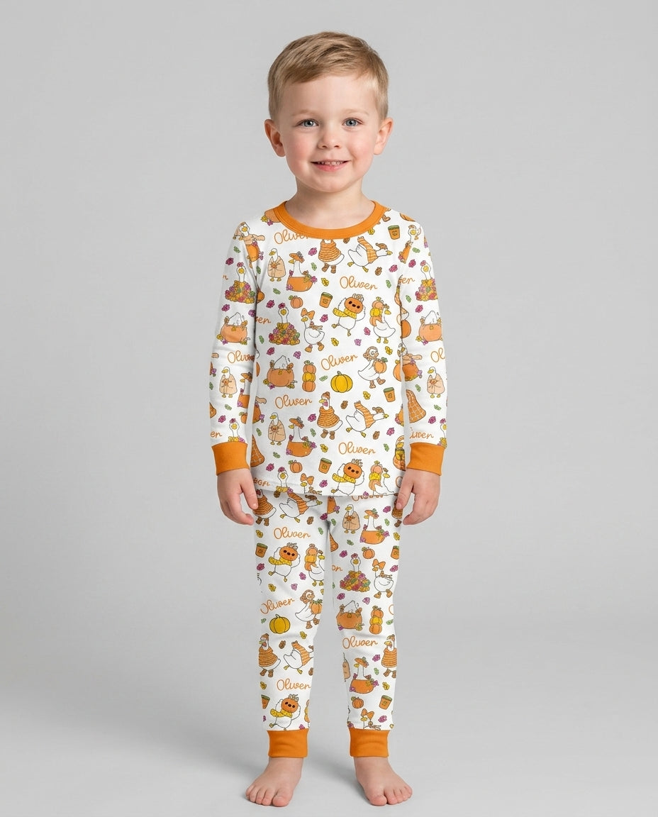 Fall Silly Goose Bamboo Two Piece Long Sleeve Pajama Set
