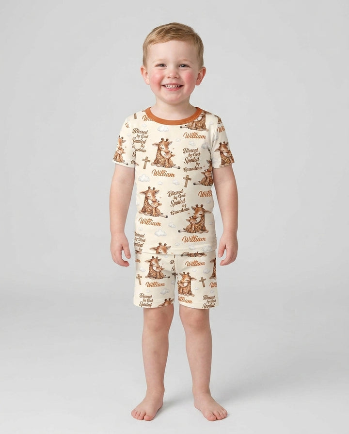 Schlafanzug-Set zweiteilig, kurze Ärmel, kurze Hose, Bambus