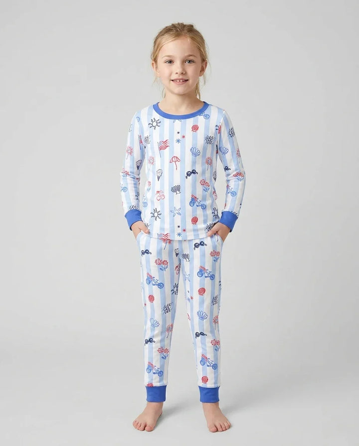 Zweiteiliges Langarm-Pyjama-Set mit Sommerfrüchten