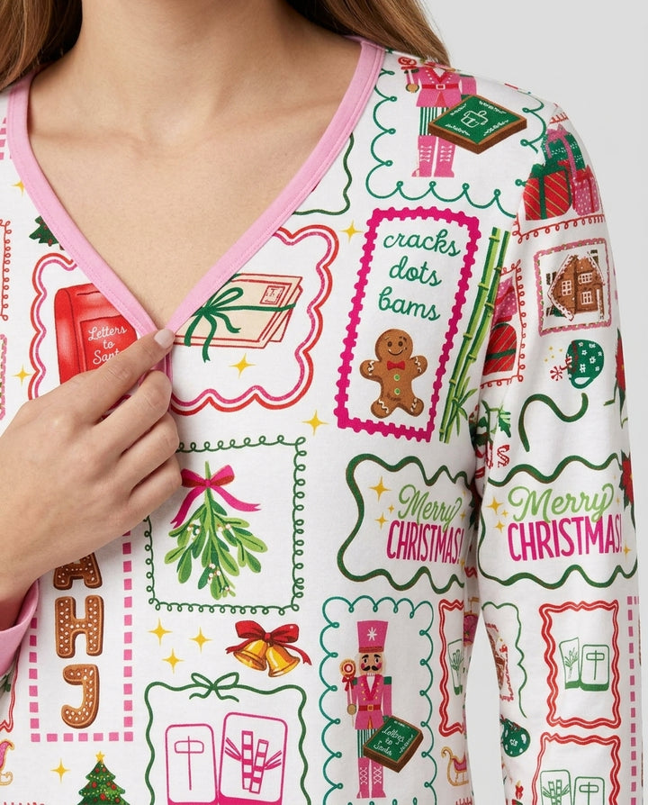 Preppy Christmas Mahjong Bamboo Women Pajama Set