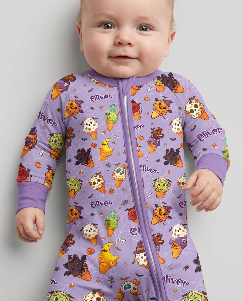Custom Name Halloween Ice Cream Bamboo Convertible Zippy