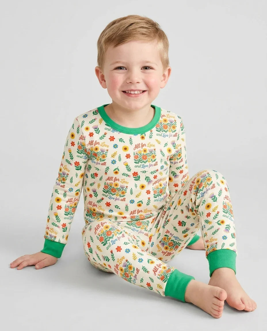 Zweiteiliges Langarm-Pyjama-Set mit Sommerfrüchten