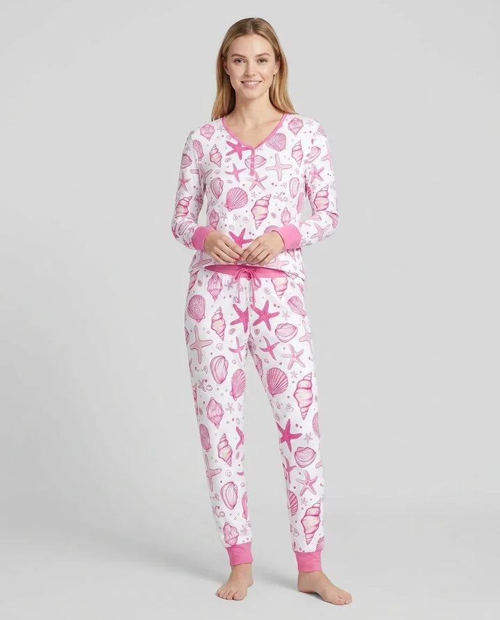 Familien-Pyjama-Set aus Bambus für Damen mit Küsten-Charme