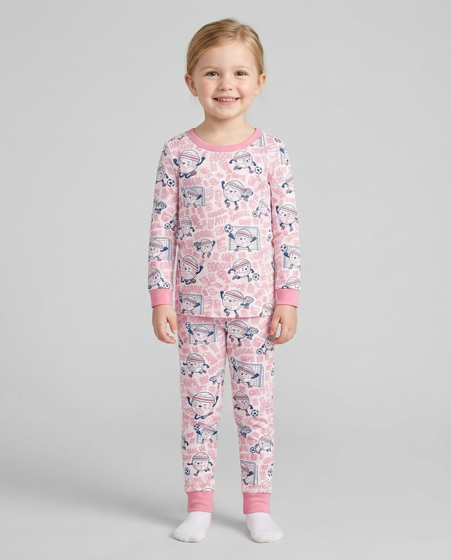 Happy Soccer Ball Family Matching Bamboo Two Piece Long Sleeve Pajama Set