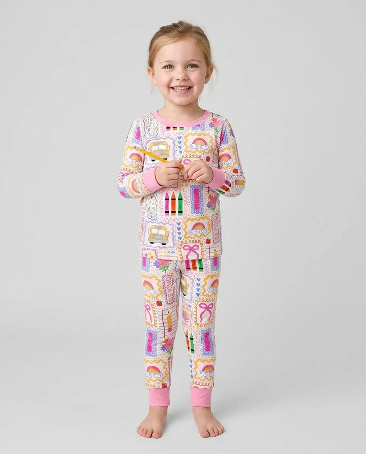 Zweiteiliges Langarm-Pyjama-Set mit Sommerfrüchten