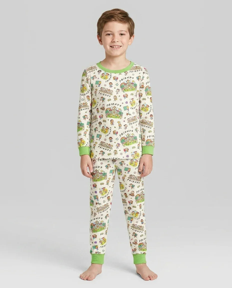 Zweiteiliges Langarm-Pyjama-Set mit Sommerfrüchten