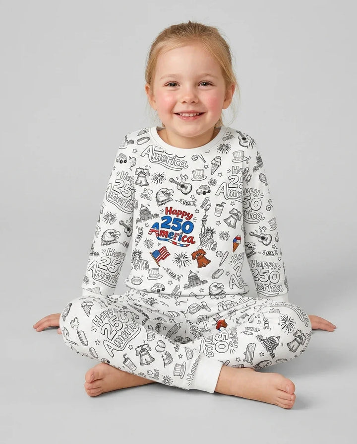 Zweiteiliges Langarm-Pyjama-Set mit Sommerfrüchten