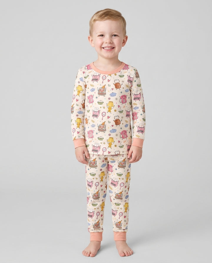 Retro Chasing Toy Bamboo Two Piece Long Sleeve Pajama Set