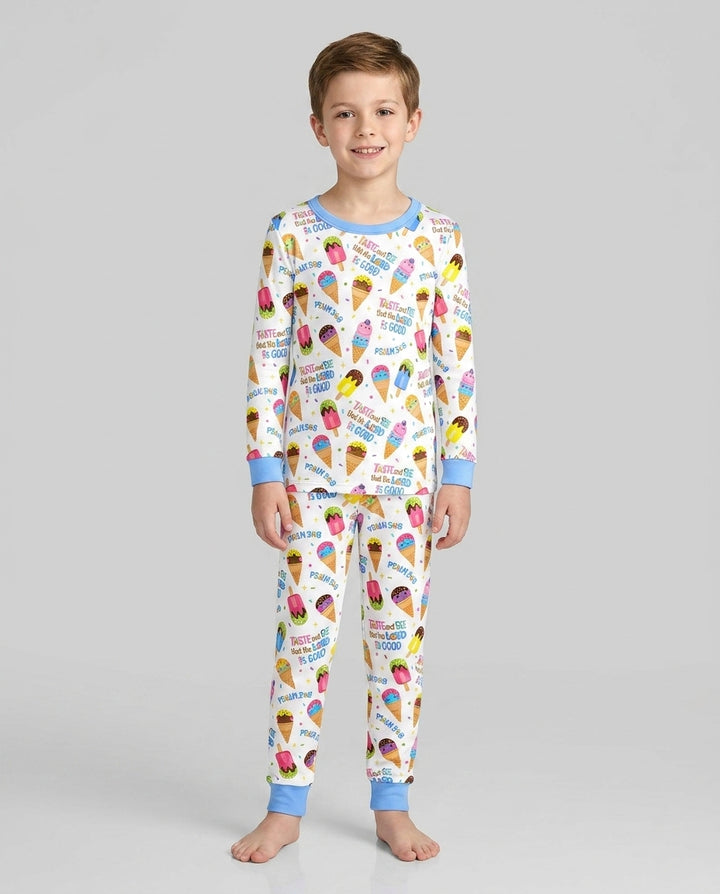 Zweiteiliges Langarm-Pyjama-Set mit Sommerfrüchten