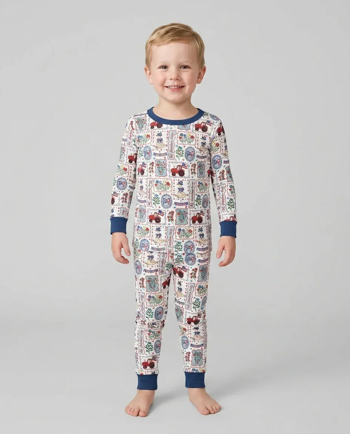 Zweiteiliges Langarm-Pyjama-Set mit Sommerfrüchten