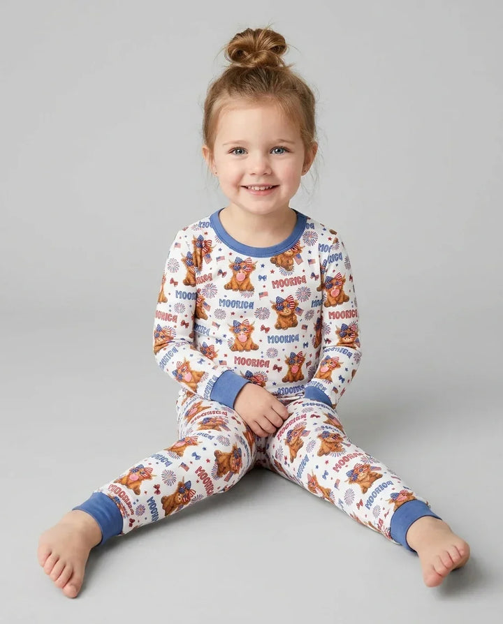 Zweiteiliges Langarm-Pyjama-Set mit Sommerfrüchten