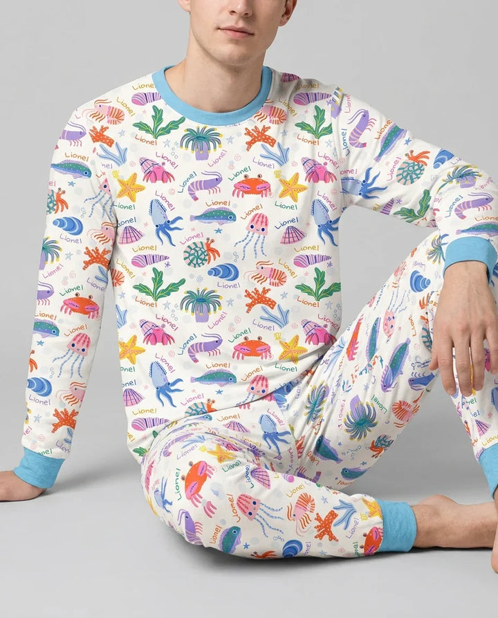 Tide Pool Pals Custom Name Bamboo Men's Pajama Set