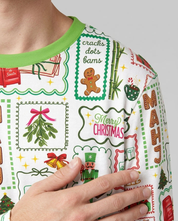 Preppy Christmas Mahjong Bamboo Men's Pajama Set
