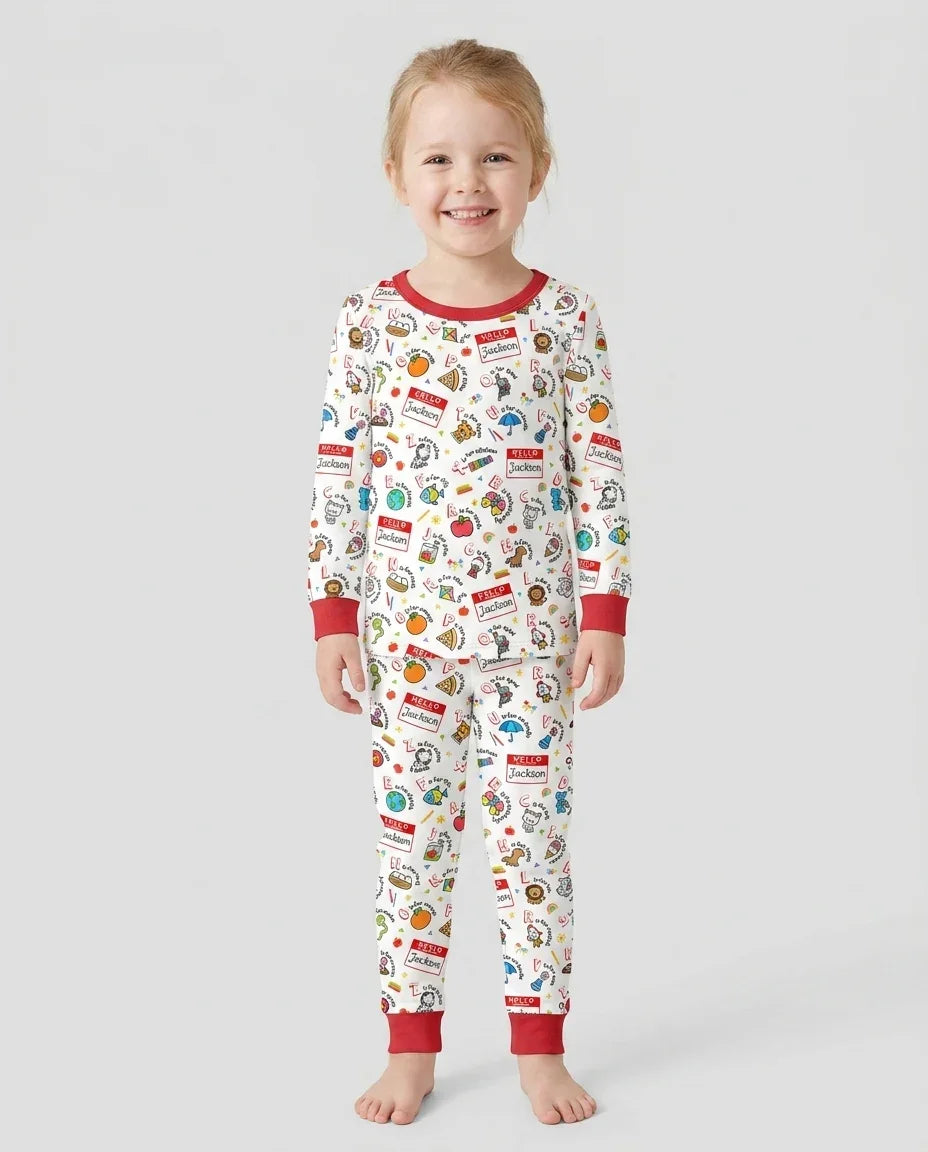 Zweiteiliges Langarm-Pyjama-Set mit Sommerfrüchten