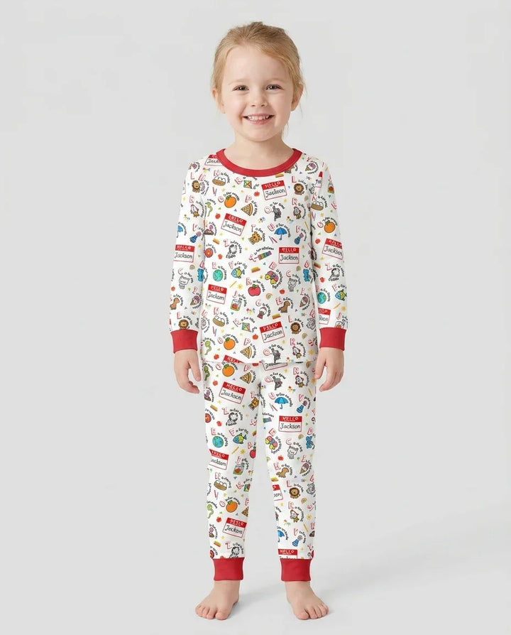 Zweiteiliges Langarm-Pyjama-Set mit Sommerfrüchten