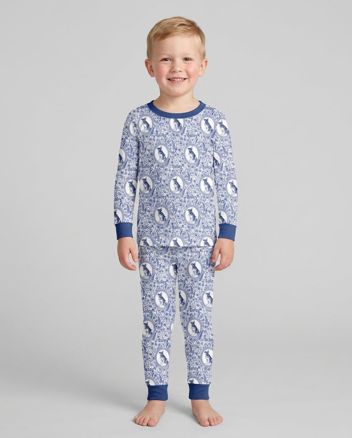 Custom Pet Photo Chinoiserie Garden Bamboo Two Piece Long Sleeve Pajama Set