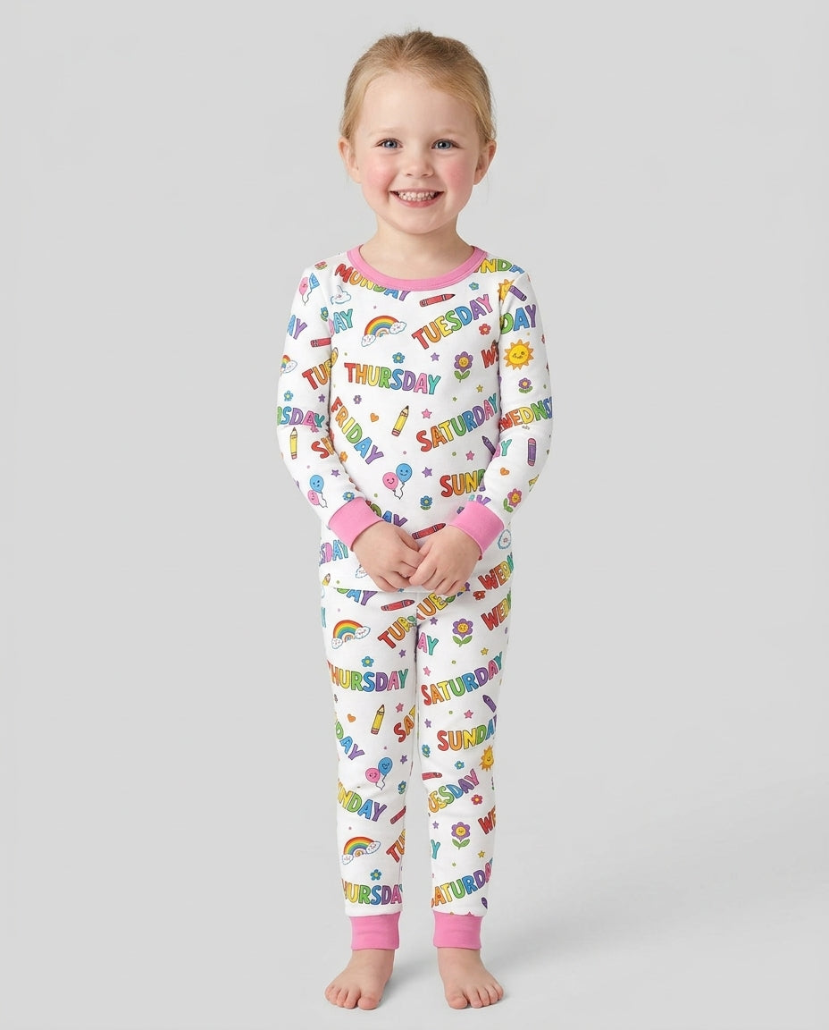 Days of the Week Bamboo Two Piece Long Sleeve Pajama Set