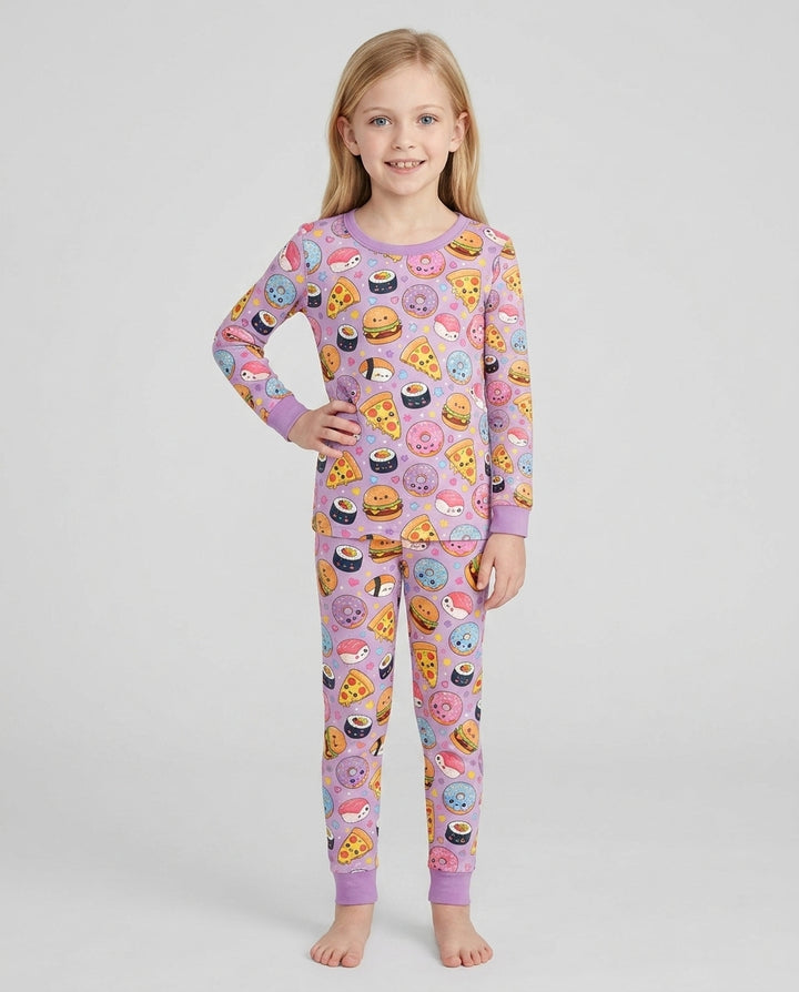 Zweiteiliges Langarm-Pyjama-Set mit Sommerfrüchten