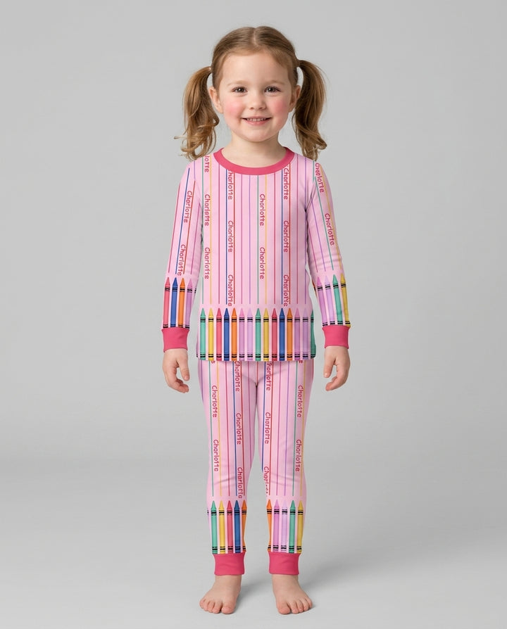 Zweiteiliges Langarm-Pyjama-Set mit Sommerfrüchten