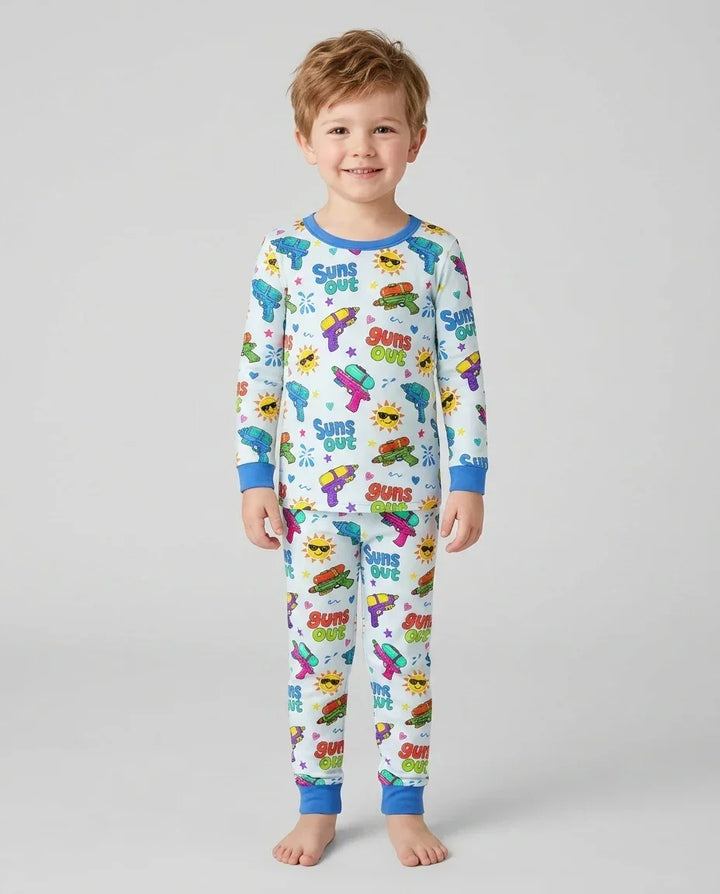 Zweiteiliges Langarm-Pyjama-Set mit Sommerfrüchten