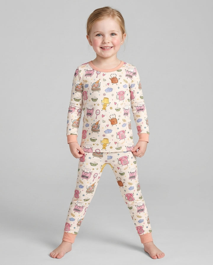 Retro Chasing Toy Bamboo Two Piece Long Sleeve Pajama Set