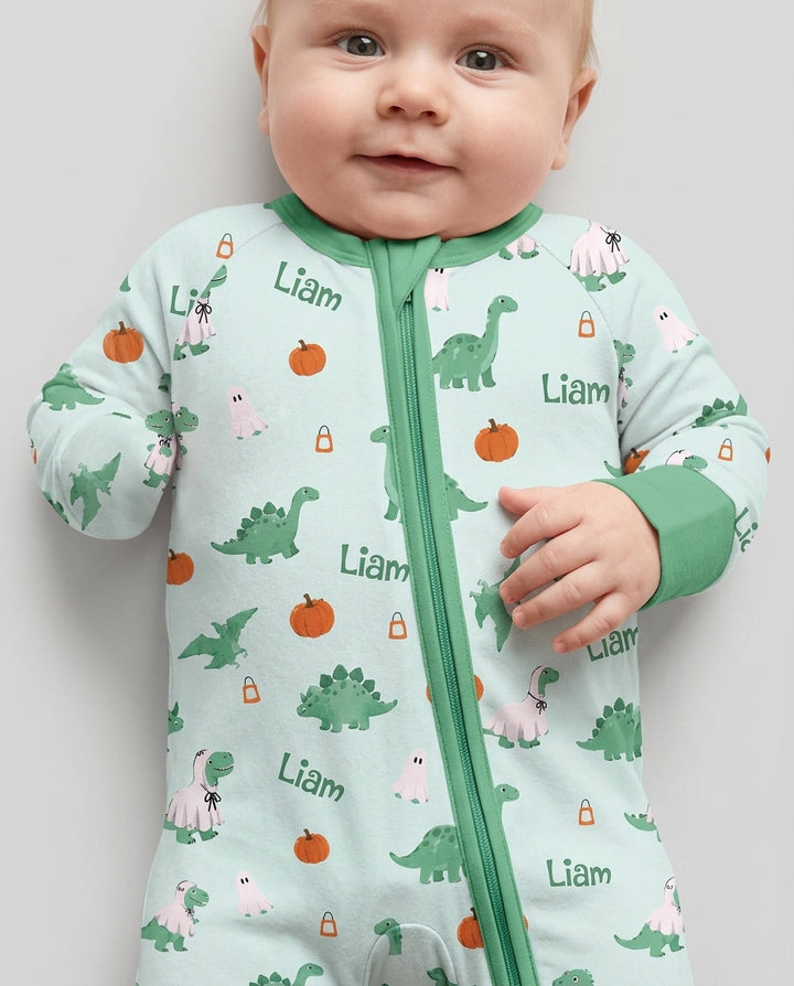 Custom Name Spooky Dinosaur Halloween - Personalized Bamboo Convertible Zippy