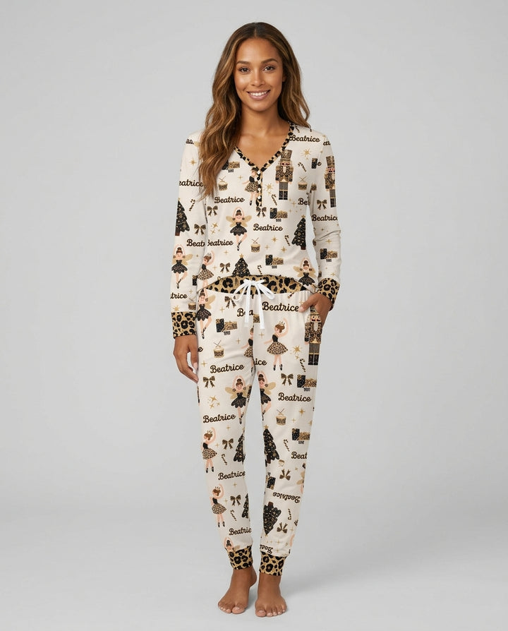 Custom Name Leopard Nutcracker Era Bamboo Women Pajama Set