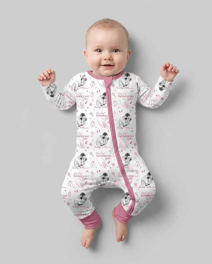 Gerippte Babykleidung mit individuellem Foto - Weich &amp; Skizzenhaft