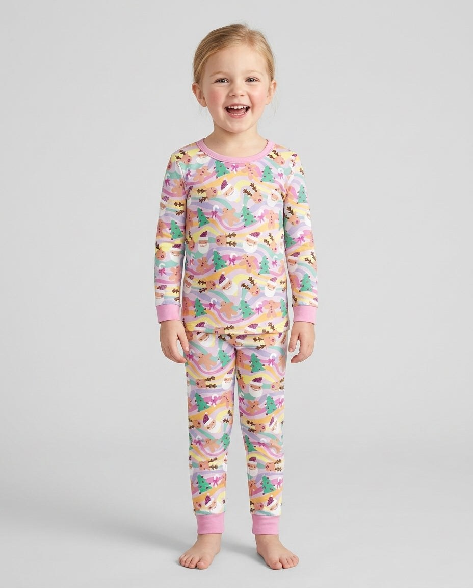 Whimsical Christmas Wonderland Bamboo Two Piece Long Sleeve Pajama Set