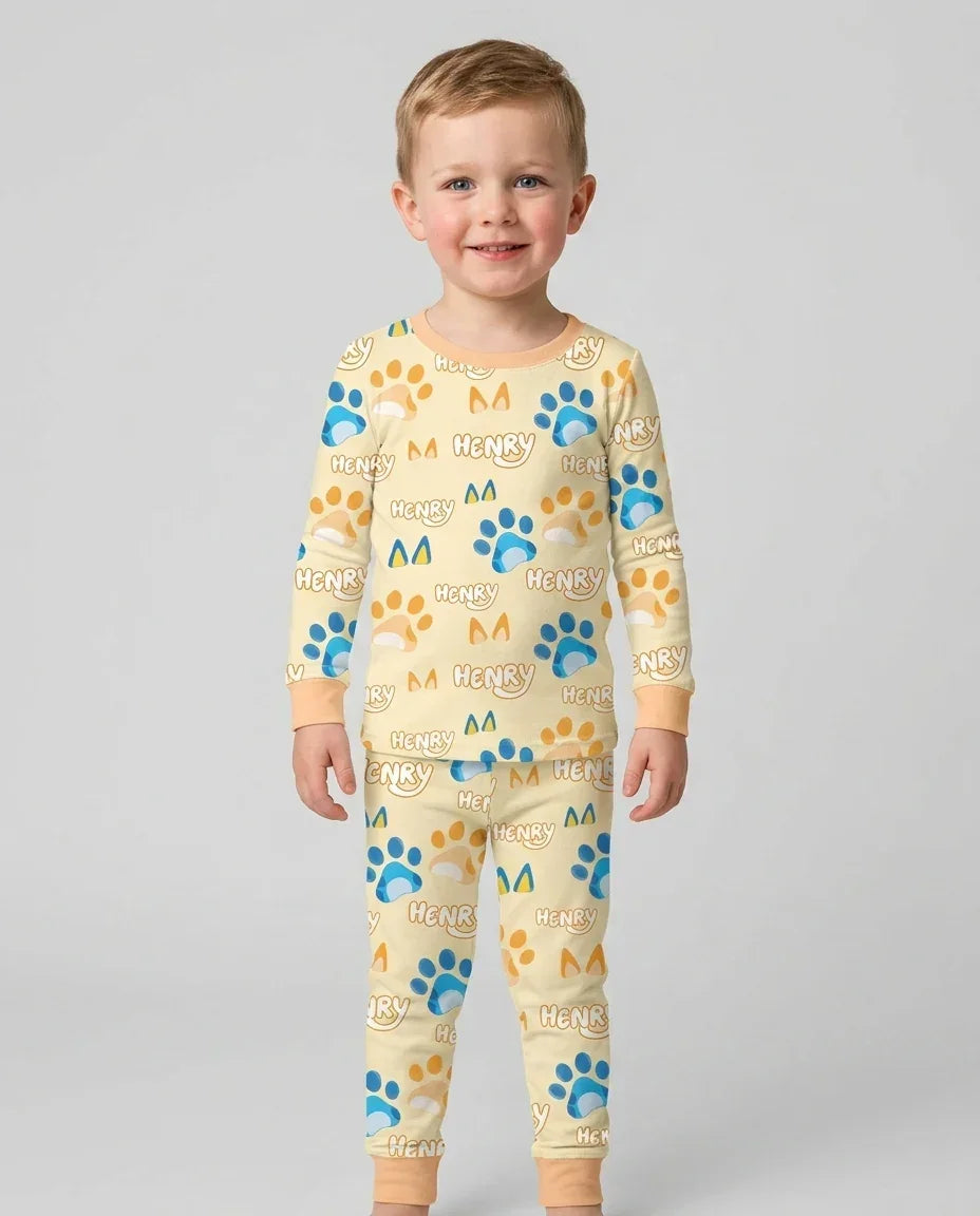 Zweiteiliges Langarm-Pyjama-Set mit Sommerfrüchten