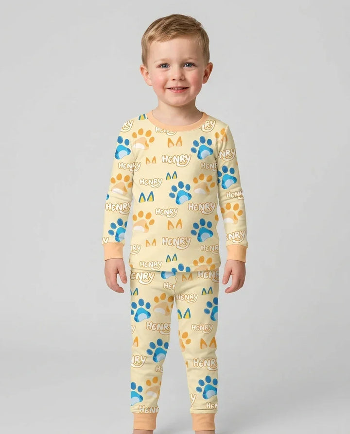 Zweiteiliges Langarm-Pyjama-Set mit Sommerfrüchten