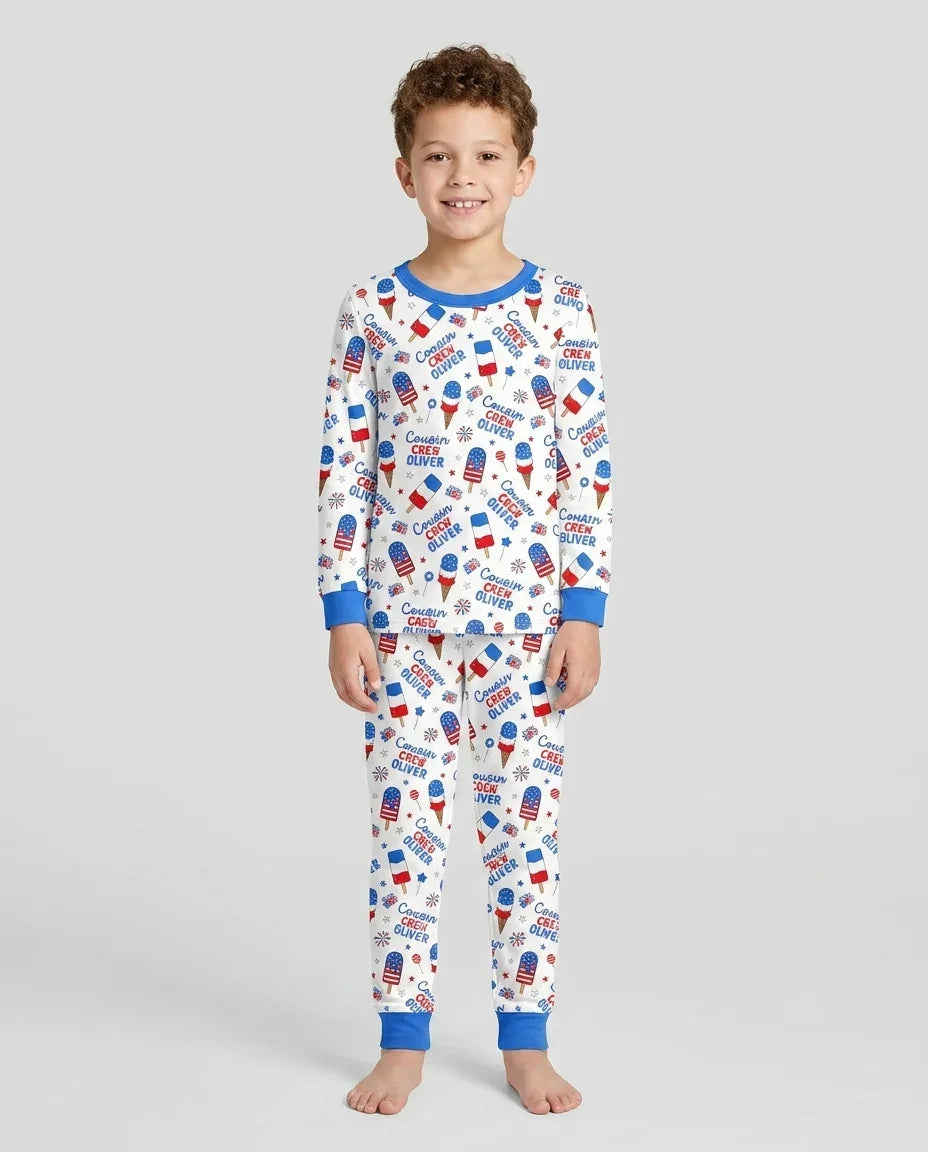 Zweiteiliges Langarm-Pyjama-Set mit Sommerfrüchten